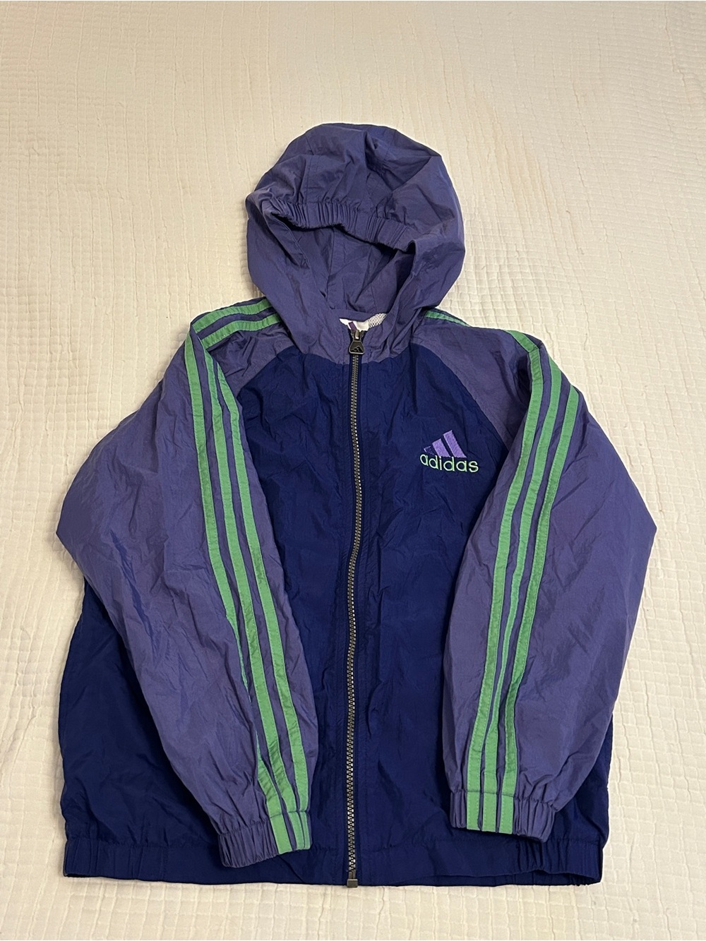 adidas Green & Purple Hooded Track Jacket with Green Stripes
